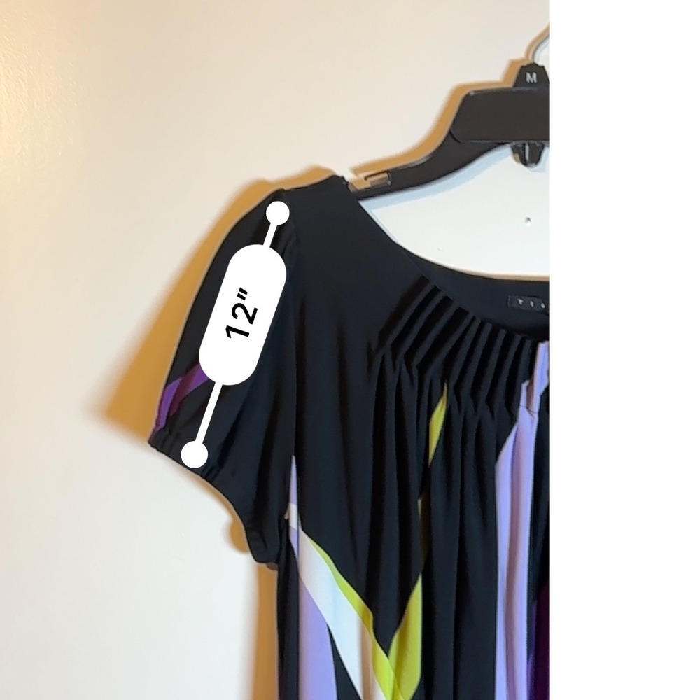 Tiana B Women's Geometric Print Dress Black Purple Green White Size M - Picture 2 of 13